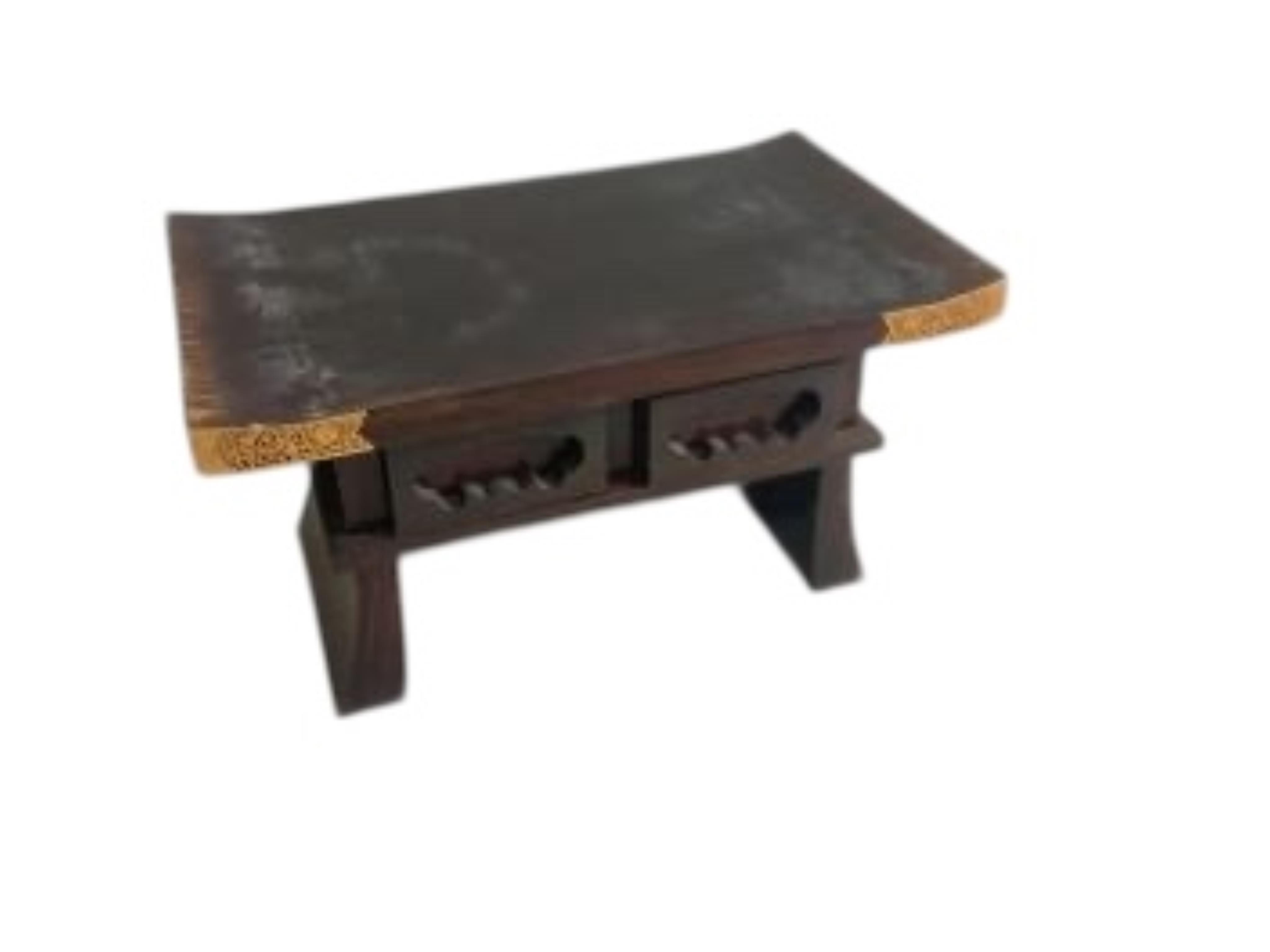 A Chinese gilt metal mounted hardwood low table, width 67cm, depth 40cm, height 35cm